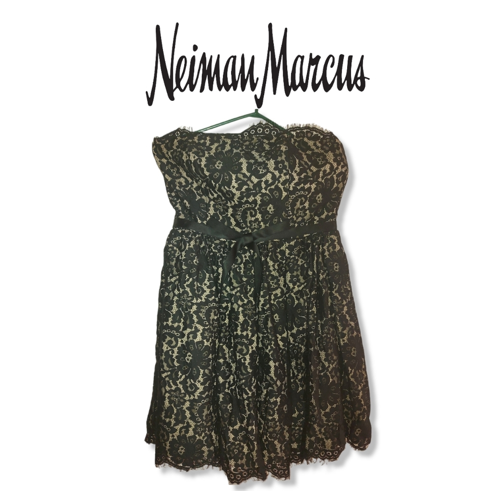 Neiman Marcus x Robert Rodriguez Strapless Lace Dress
